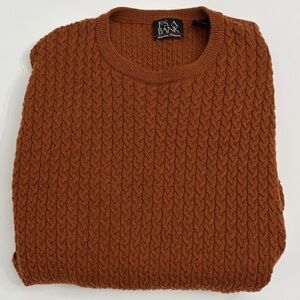 Jos. A. Bank Signature Collection Burnt Orange Merino Wool Cable Knit Sweater M